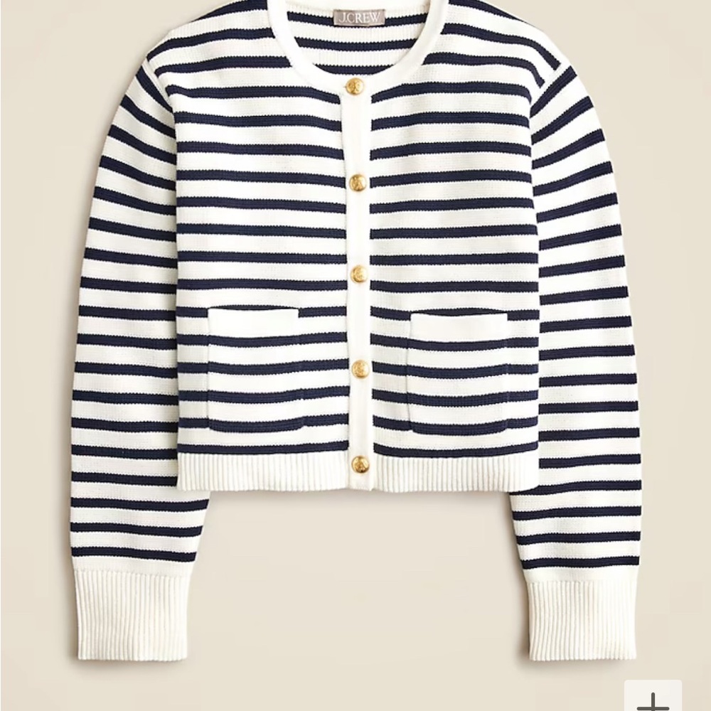 J Crew Emilie Lady Jacket sweater. Navy/white stripe